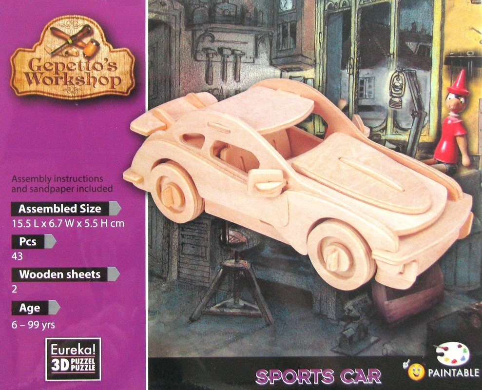 Łamigłówka drewniana Gepetto - Samochód sportowy (105680)