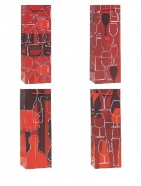 Torebka ozdobna na butelkę 12x36x9cm mix ROZETTE