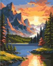 Malowanie po numerach - Świt w górach, 40x50cm