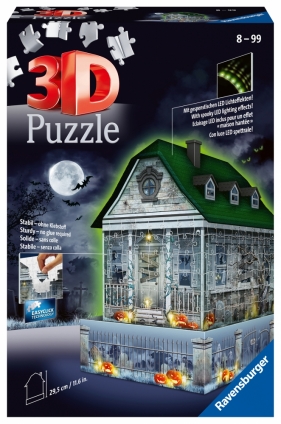 Ravensburger, Puzzle 3D: 216 Nawiedzony dom świecący w ciemności (112548)