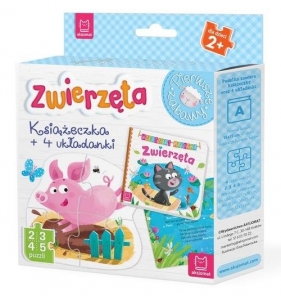Zwierzęta Książeczka i cztery układanki Puzzle dla malucha (Uszkodzona okładka)