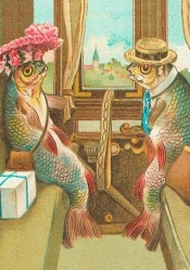 Karnet B6 z kopertą Ryby w pociągu