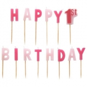 Zestaw świeczek "happy 1st birthday" girl