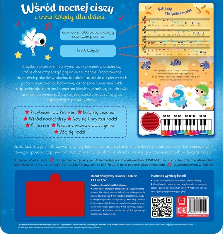 Wśród nocnej ciszy i inne kolędy dla dzieci. Sam zagraj i zaśpiewaj kolędy. Książka z pianinkiem