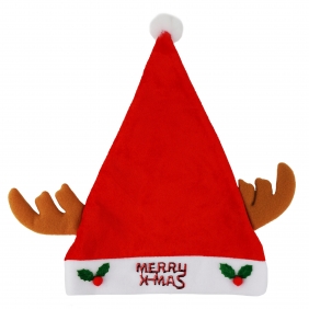 Czapka Mikołaja z porożem renifera, 1 szt.