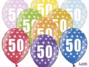 Balon gumowy Partydeco gumowy 50 urodziny, mix kolorów 30 cm / 6 sztuk mix (SB14M-050-000-6) 