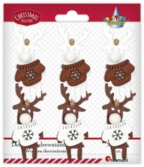 Zawieszki drewniane renifery w sweterkach 6szt