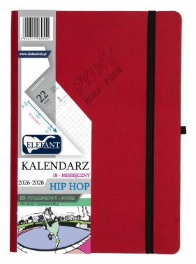 Kalendarz 2027 18 miesięczny B5 tygodniowy Hip Hop - czerwony