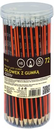 Ołówek z gumką HB tuba 72 sztuki (GR-Q3)