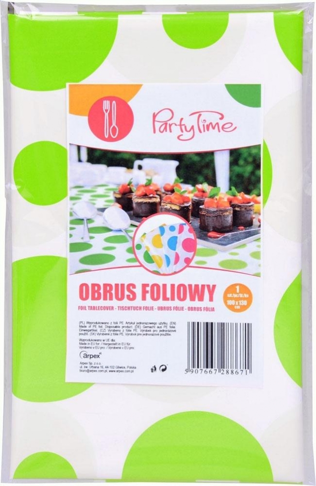 Obrus folia w grochy limonkowy