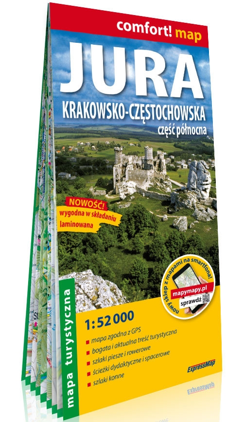 Jura Krakowsko-Częstochowska. Część północna laminowana, 1:52 000 - mapa turystyczna