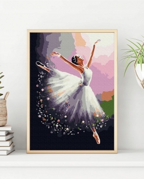 Malowanie po numerach - Balerina w białym 40x50 cm