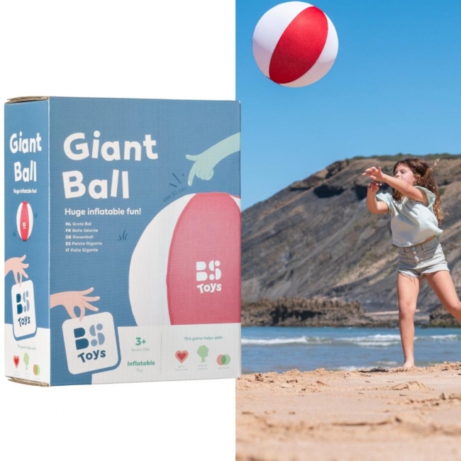 Piłka XXL dmuchana biało-czerwona 50cm