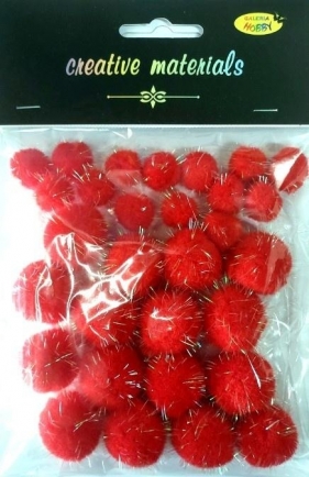 Pompony glitter czerwone 15x25mm 30szt