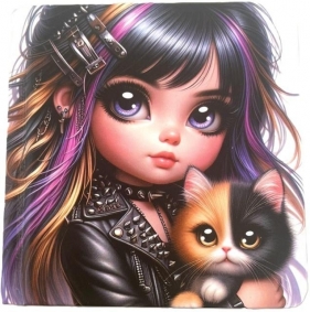 Notatnik 100x100/48K gładki TW Dziewczynka z kotem