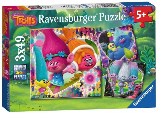 Puzzle 3x49 elementów - Trole, Kochaj swoje plemię (080557)