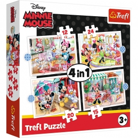 Trefl, Puzzle Disney 4w1: Minnie Mouse z przyjaciółkami (34355)