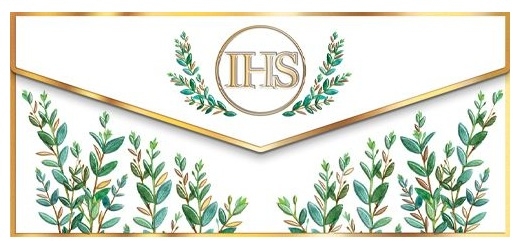 Koperta Komunia. IHS liście