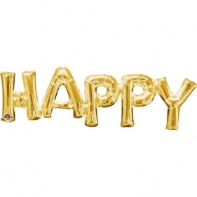 Balon foliowy złoty napis Happy (3375501)