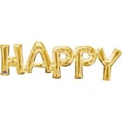Balon foliowy złoty napis Happy (3375501)