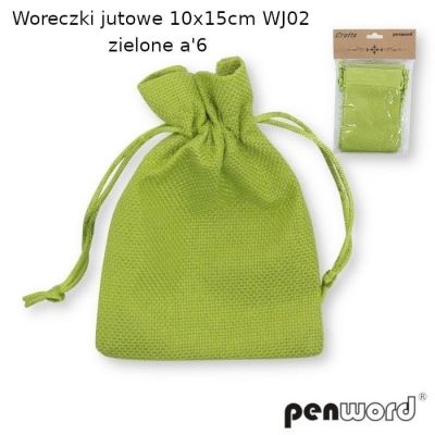 Woreczki jutowe zielone 10x15cm 6szt