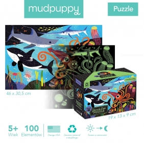 Mudpuppy, Puzzle świecące w ciemności - Drapieżniki z oceanów, 100 el.