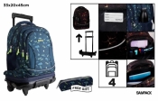 Plecak ze stelażem i kółkami 4 komory + piórnik