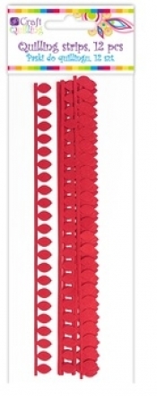 Płatkowe paski do quillingu stokrotka - czerwone, 12 szt. (QGPQ-044)