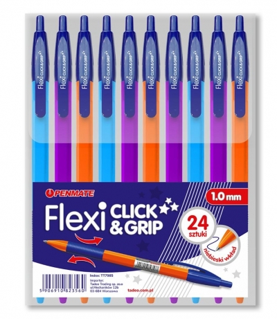 Długopis Flexi Click&Grip mix niebieski (24szt)