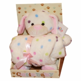 Kropeczka Pies z kocykiem różowy 25 cm (4817a)