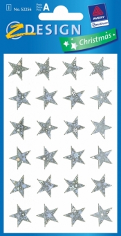 Naklejki świąteczne srebne gwiazdy - 52256