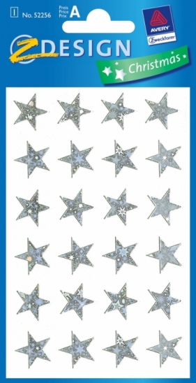 Naklejki świąteczne srebne gwiazdy - 52256