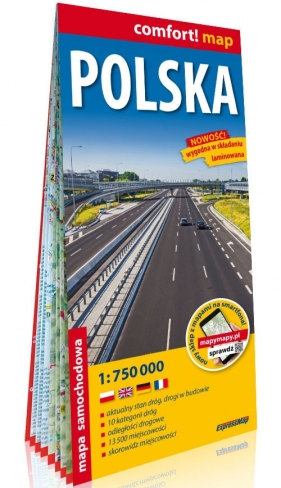 Polska laminowana mapa samochodowa 1:750 000 - Opracowanie zbiorowe