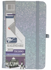 Kalendarz 2023 A6 tyg. Techno srebrny ELEFANT
