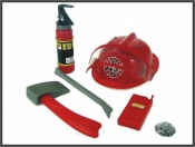 Akcesoria do kostiumów Hipo Zestaw strażaka w siatce z kaskiem 6części (H11332)