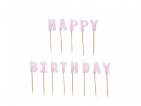 Świeczki Happy Birthday fioletowe 2,5 13szt