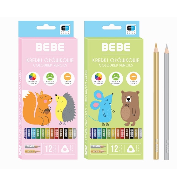 Kredki ołówkowe B&B Kids, 12 kolorów - pastel