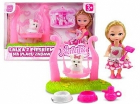 Lalka Natalia z pieskiem na placu zabaw 10cm