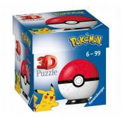 Ravensburger, Puzzle 3D 54: Kula Pokeball Pokemon - czerwona (11256)