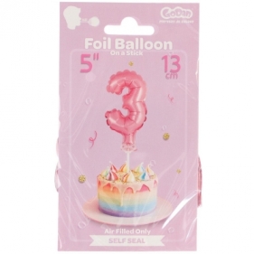 Balon foliowy Godan różowy 13 cm cyfra 3 (BC-5RO3)