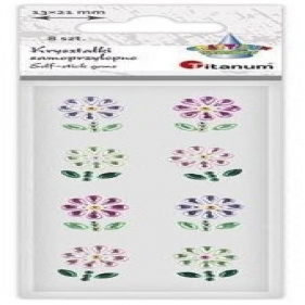 Kryształki samoprzylepne kwiaty 13x21mm, 8szt