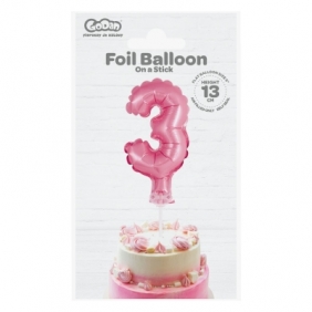 Balon foliowy Godan różowy 13 cm cyfra 3 (BC-5RO3)