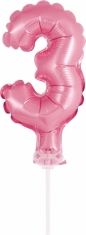 Balon foliowy Godan różowy 13 cm cyfra 3 (BC-5RO3)