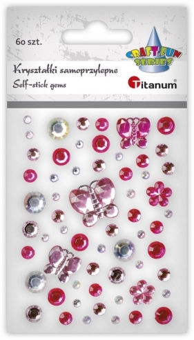 Kryształki samoprzylepne mix tonacja różowa 60szt