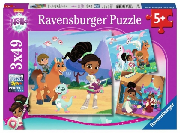 Puzzle 3x49 elementów - Nella, Księżniczka i rycerz (080564)