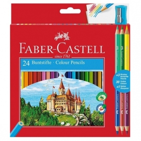 Kredki Zamek Faber-Castell, 24 kolorów + 3 dwustronne + temperówka