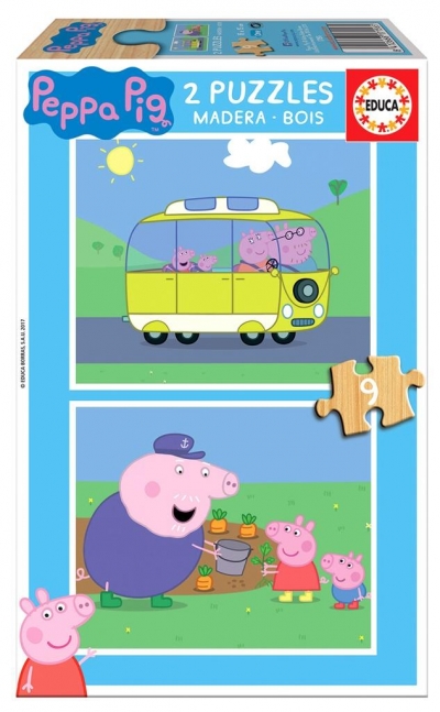 Puzzle 2x9 Świnka Peppa (drewniane) G3