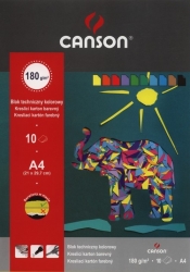 Blok techniczny A4 Canson z kolorowymi kartkami 10 katek Słoń - <br />
