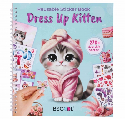 Książeczka z naklejkami wielokrotnego użytku Dress Up Kitten A002649