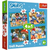 Trefl, Puzzle 4w1: Wioska Smerfów (34656)